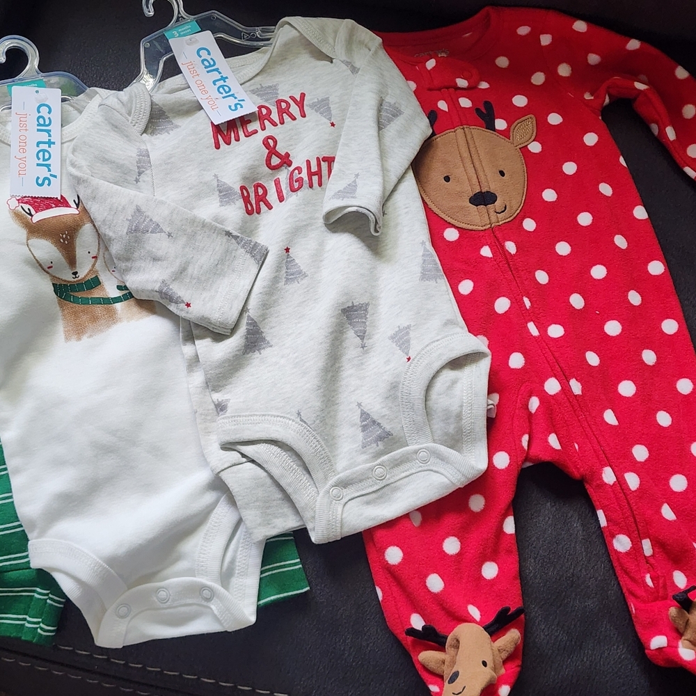 Carter's Christmas Kids Two Pieces Set & 1pc Outfit - Gray, Red, White